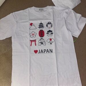 White Japan Graphic  T-Shirt